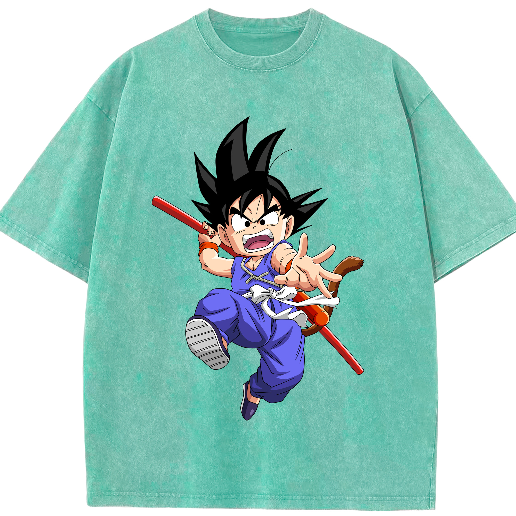 （画像用） ドラゴンボール 孫悟空（そん ごくう）Son Goku カカロット DRAGON BALL Kakarotto 綿100% ヴィンテージ風 半袖Tシャツ（フロントプリント）
